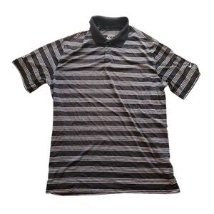 Nike Golf Mens Dri-FIT Polo Shirt Black White Pinstripe Short Sleeve Size Medium